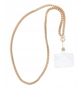 IMPACTO GIFTS Smycz do telefonu, Zawieszka do telefonu - CHAIN #82 / długość sznura 80cm (40cm w pętli) / na szyję - złoty 2