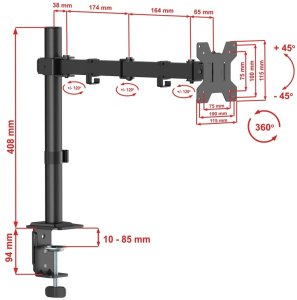 VETOUSON Uchwyt na monitor 18-32 cale 10kg biurkowy VX-161 uniwersalny regulowany 14