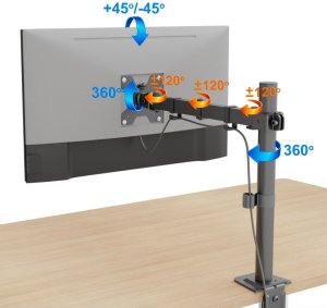 VETOUSON Uchwyt na monitor 18-32 cale 10kg biurkowy VX-161 uniwersalny regulowany 3