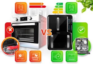 Frytkownica beztłuszczowa Berdsen Frytkownica beztłuszczowa dwukomorowa pionowa 12 l Air fryer frytownica Berdsen 2800W BD-664 11