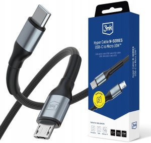 Kabel USB 3MK Accessories - 3mk Hyper Cable N-SERIES C to Micro 1m QC 3.0 5V/2A 10W Black 2
