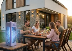 NO PEST Lampa Owadobójcza UV na Komary Muchy Osy Ćmy Meszki i Inne Owady Przenośny Lampion Lampa "Insect Blitz Lumeo" w Kolorze Lawendowym 10
