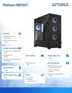 Komputer Optimus Komputer Platinum MB760T MB760T i5-14400F/32GB/2TB/RTX 5070 12GB/NO OS 2