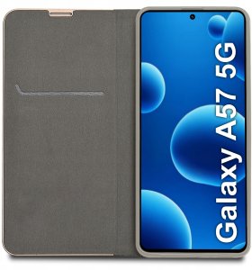 krainaGSM Etui z klapką do Samsung A57 Case Magnet PREMIUM Portfel + Szkło 9H 4
