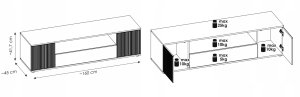 ASM Meble Szafka RTV CATALINA Dąb Viking + Kaszmir RYFLOWANY front | 160 cm 3