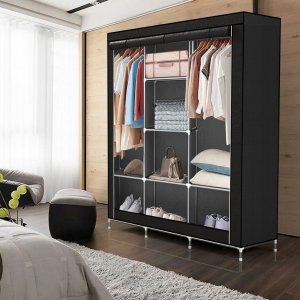 Retoo Szafa materiałowa tekstylna składana duża 130x45x170 garderoba regał 4