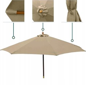 Majowo Poszycie wymienne materiał parasola ogrodowego 6 ramion 270cm - khaki 5