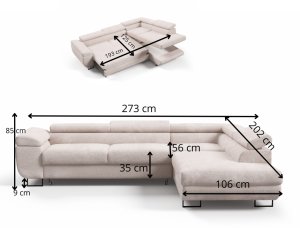 Selsey Narożnik OKTAVIO zagłówki regulowane funkcja spania , Boucle, bukla abriamo 09 7