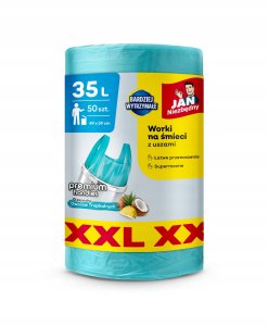 JAN Niezbędny JAN NIEZBĘDNY Worki na śmieci HD z uszami 35 L - zapach owoców tropikalnych 50 sztuk (XXL) 2