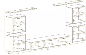 ASM Meble Meblościanka SWITCH LAMEL XIV czarna/dąb wotan 9