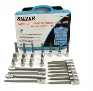 Silver SILVER KLUCZE SPLINE 1/2" PRZEDŁUŻANE 26szt 2