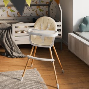 FUN BABY Krzesełko Do Karmienia Dzieci Regulowane Tulano Morsel Beige 2W1 13