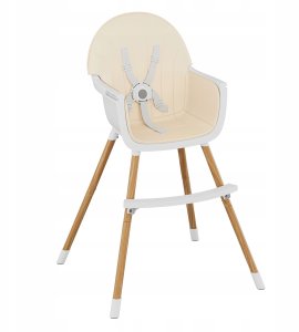 FUN BABY Krzesełko Do Karmienia Dzieci Regulowane Tulano Morsel Beige 2W1 2