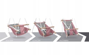 Kangoo Huśtawka Leżaczek Kołyska Do Domu Ogrodu Tulano Hop 40 Pink-Grey 3W1 14