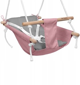 Kangoo Huśtawka Leżaczek Kołyska Do Domu Ogrodu Tulano Hop 40 Pink-Grey 3W1 6