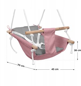 Kangoo Huśtawka Leżaczek Kołyska Do Domu Ogrodu Tulano Hop 40 Pink-Grey 3W1 7