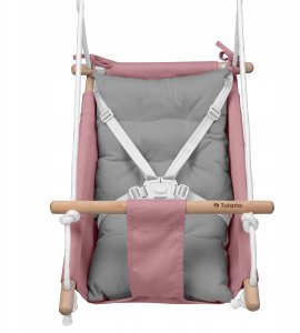 Kangoo Huśtawka Leżaczek Kołyska Do Domu Ogrodu Tulano Hop 40 Pink-Grey 3W1 9