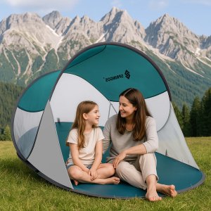 Springos Namiot plażowy, parawan samorozkładający pop-up turkusowo-szary UNIWERSALNY 17