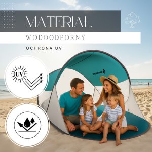 Springos Namiot plażowy, parawan samorozkładający pop-up turkusowo-szary UNIWERSALNY 2