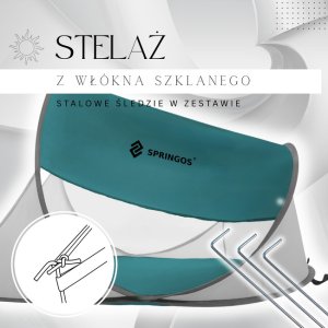 Springos Namiot plażowy, parawan samorozkładający pop-up turkusowo-szary UNIWERSALNY 3