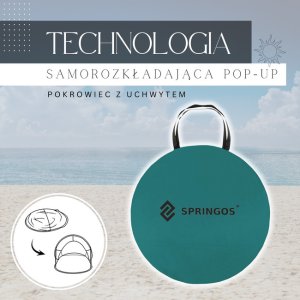 Springos Namiot plażowy, parawan samorozkładający pop-up turkusowo-szary UNIWERSALNY 4