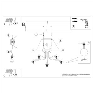 Lampa wisząca Astro Lighting Żyrandol ASTRAL 5 czarny SOLLUX  LIGHTING 9