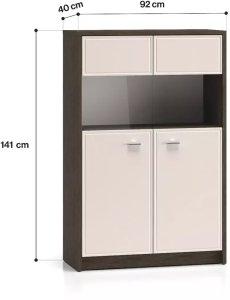 ML Meble Witryna niska ALMA 2D 92cm dąb windmill/kaszmirowa połysk ML MEBLE 4