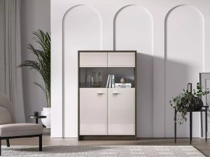 ML Meble Witryna niska ALMA 2D 92cm dąb windmill/kaszmirowa połysk ML MEBLE 6