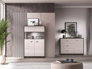 ML Meble Witryna niska ALMA 2D 92cm dąb windmill/kaszmirowa połysk ML MEBLE 9