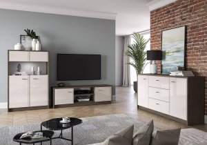 ML Meble Witryna niska ALMA 2D 92cm dąb windmill/kaszmirowa połysk ML MEBLE 10