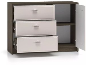 ML Meble Komoda ALMA 1D3S 117cm dąb windmill/kaszmirowa połysk ML MEBLE 2