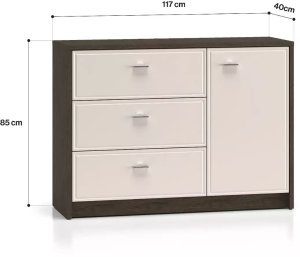 ML Meble Komoda ALMA 1D3S 117cm dąb windmill/kaszmirowa połysk ML MEBLE 4