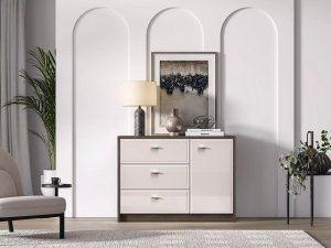 ML Meble Komoda ALMA 1D3S 117cm dąb windmill/kaszmirowa połysk ML MEBLE 5