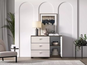 ML Meble Komoda ALMA 1D3S 117cm dąb windmill/kaszmirowa połysk ML MEBLE 6