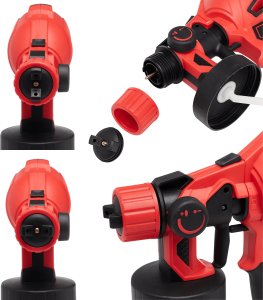 Techrebal Pistolet do Malowania Ścian Elektryczny Natryskowy do Farb 870W 5 Dysz 1,2L RossoSpray 11