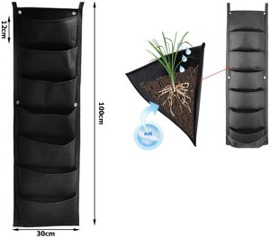 Verk Pionowa torba do roślin wisząca filcowa 7 kieszeni do sadzonek dekoracja 11