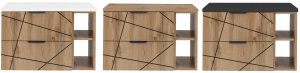 MEGSTYL Szafka łazienkowa z regałem i czarnym blatem 80 cm WOOD szuflady DĄB WOTAN 9