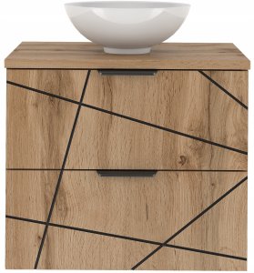 MEGSTYL Szafka łazienkowa z umywalką i blatem 60 cm WOOD-02 z szufladami DĄB WOTAN 2