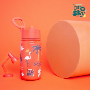 U-grow Brosky Kids Ceglana butelka na wodę dla dzieci z flamingami 450ml 3