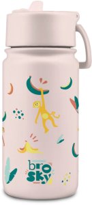 U-grow Brosky Kids Różowa butelka na wodę dla dzieci w małpki 450ml 2