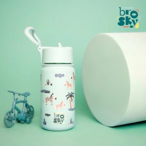 U-grow Brosky Kids Miętowa butelka na wodę dla dzieci w zebry 450ml 3