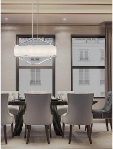 Lampa wisząca Lamp-System Biała lampa wisząca Gerdo Ovale zwis nad stół z materiału 5