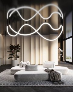 Lampa wisząca Shilo Ledowa lampa zwisowa Hebi 3023 Shilo 38W 4000K lina wąż rura czarna biała 2