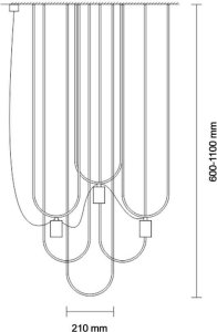 Lampa wisząca Shilo Potrójna lampa wisząca UDIN 9786 Dohar podłużne tuby czarna 2