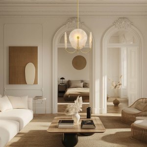 Lampa wisząca Cosmo Light Wisząca lampa Modena P04814BR Cosmolight talerze mosiądz białe 3