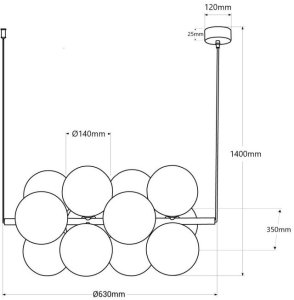 Lampa wisząca Abruzzo Wisząca lampa molekułowa Vino ABR-GRAPPA-H-B nad stół kule szare białe 20
