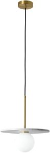 Lampa wisząca Mdeco Modernistyczna lampa wisząca Bilo PL0136-WH Yaskr marmur kula biała mosiądz 2