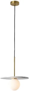 Lampa wisząca Mdeco Modernistyczna lampa wisząca Bilo PL0136-WH Yaskr marmur kula biała mosiądz 4