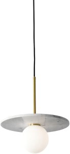 Lampa wisząca Mdeco Modernistyczna lampa wisząca Bilo PL0136-WH Yaskr marmur kula biała mosiądz 5