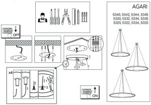 Lampa wisząca Shilo Lampa wisząca Agari 5335 Shilo LED 54,6W 4000K rings do salonu złota 4